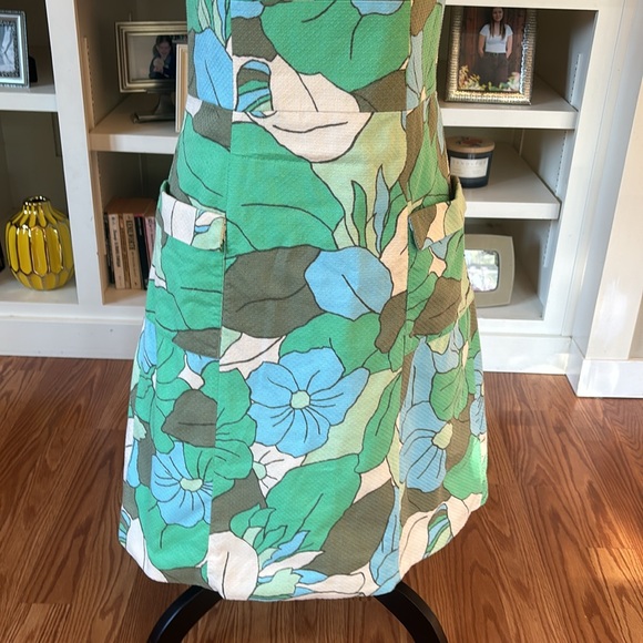 Boden Green and Blue Floral Retro Pocket Sleeveless Shift Dress Size 6 Long - Picture 3 of 11
